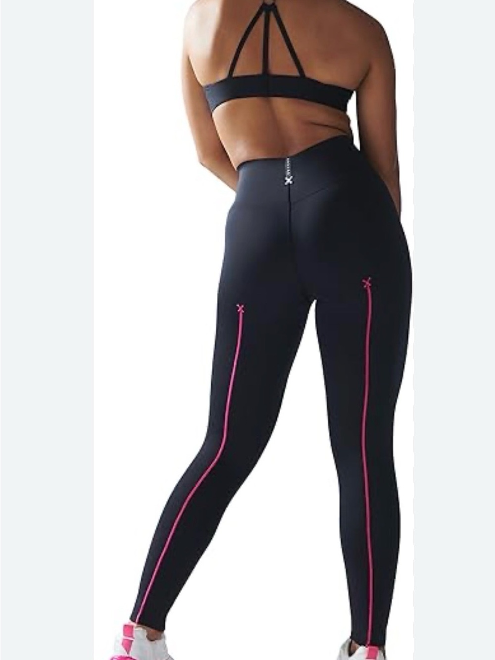 Savage X Fenty  Black High-Waist Leggings with Pink Seam Detail